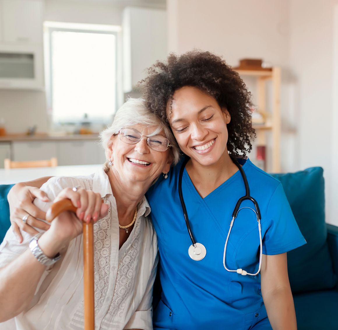 caregiver with a senior woman with dementia